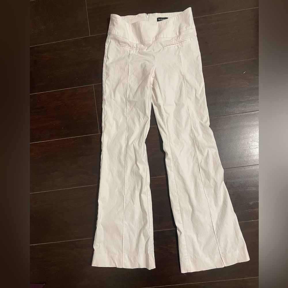 Le Chateau Cream Wide Leg Stretch Pants